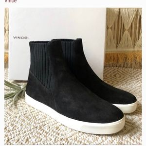 Vince Black Coleman Suede Sock Runners